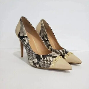 Dune London Studded Snake Print Pumps